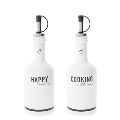 Butelki Ceramiczne Komplet Happy Cooking/Cookin With Love Black Bastion Collections  (1)